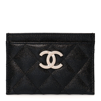 Chanel Caviar Quilted Studded CC Card Holder Black 1 of 9