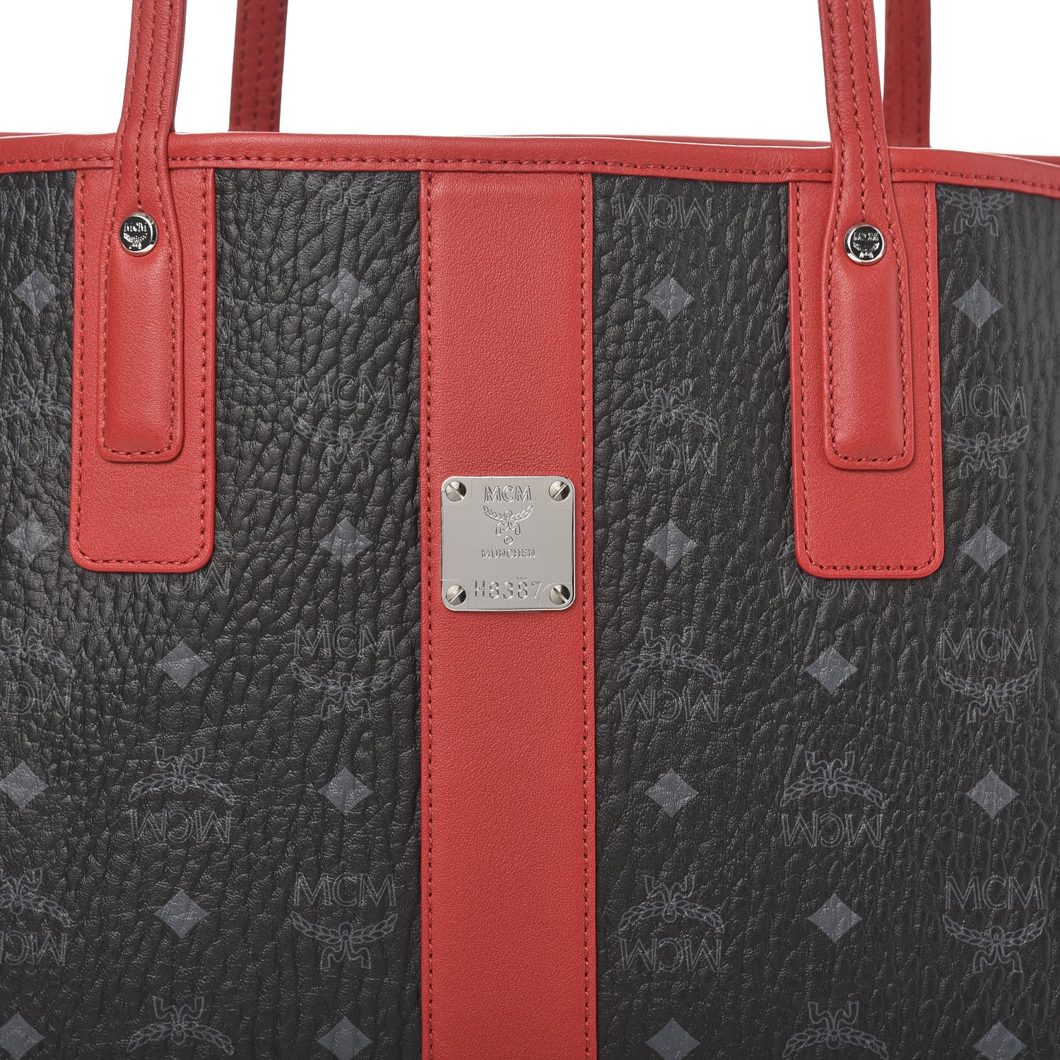 MCM Visetos Medium Liz Reversible Shopper Tote Black Red 16 of 16