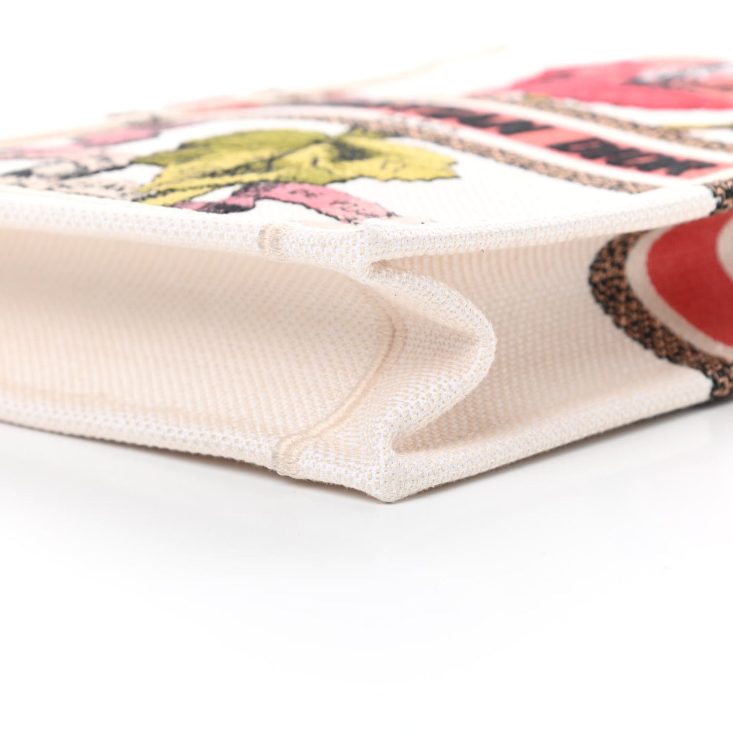 Canvas Embroidered Vertical Fleurs Bibliques Book Tote Latte Multicolor