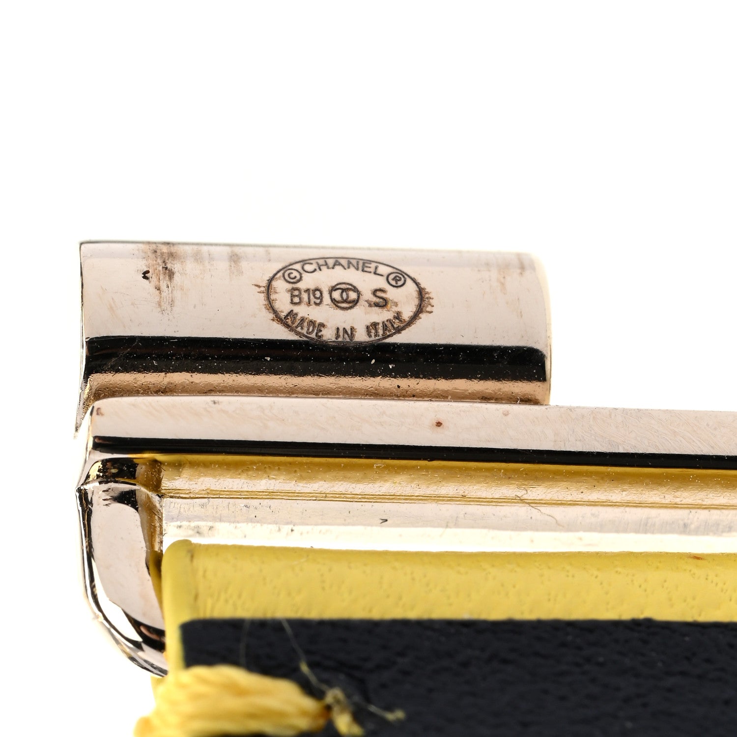 Chanel Calfskin Logo Cuff Bracelet S Yellow Gold 4 of 5