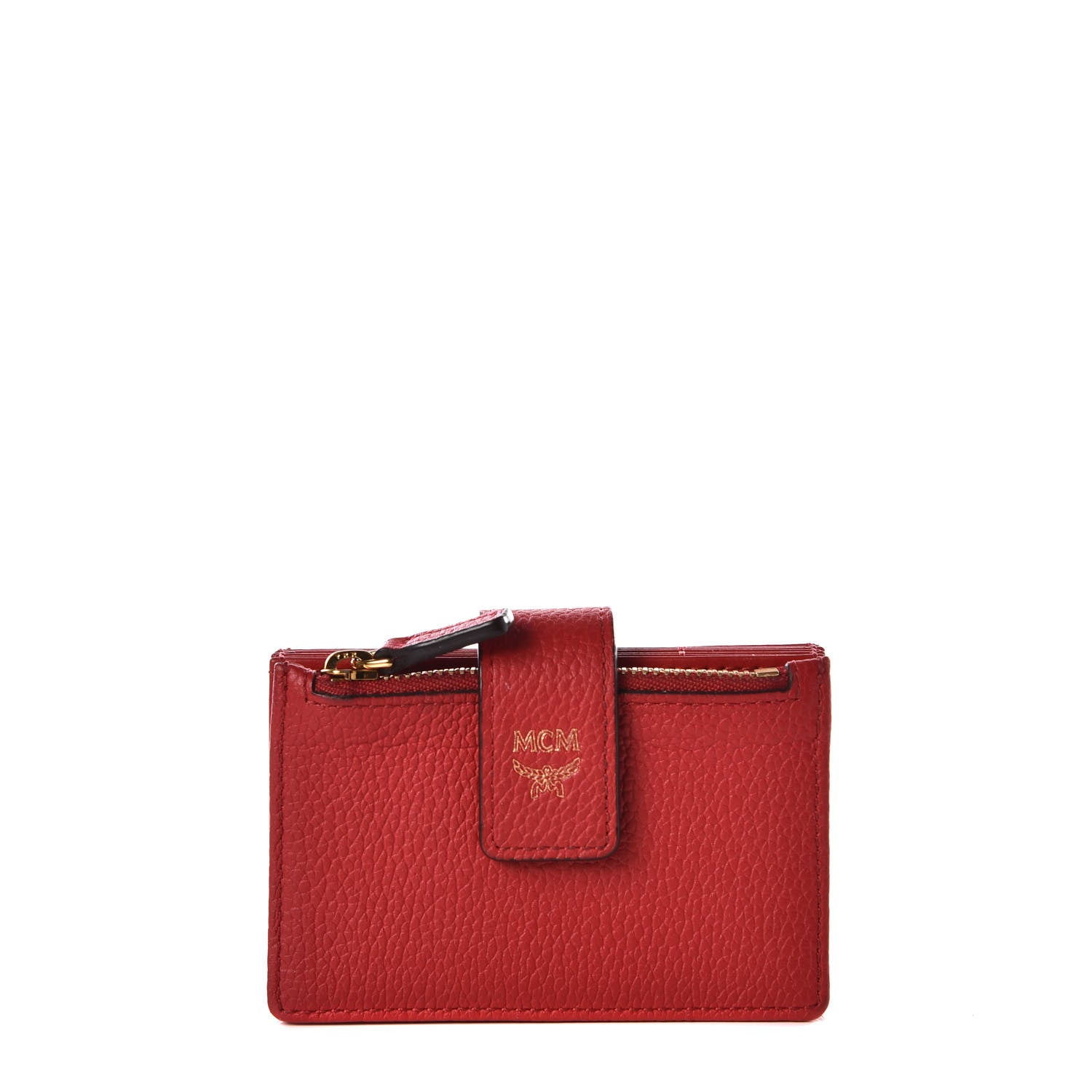 MCM Grained Calfskin Milla Accordion Card Case Red 1 of 9