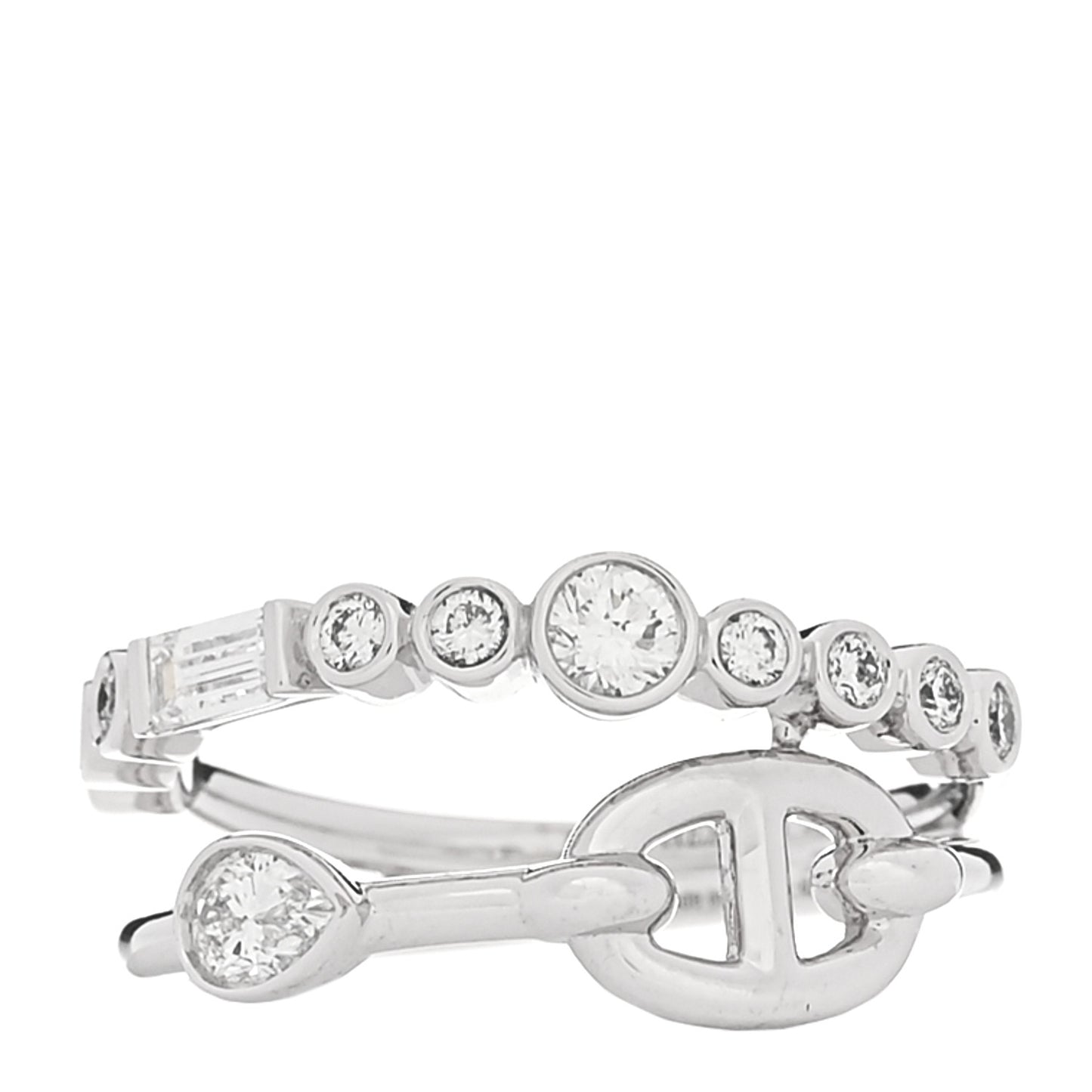 18K White Gold Diamond Chaine D'Ancre Fancy Chaos Ring 53 6.5