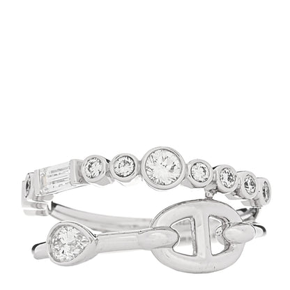 Hermes 18K White Gold Diamond Chaine D'Ancre Fancy Chaos Ring 53 6.5 1 of 5