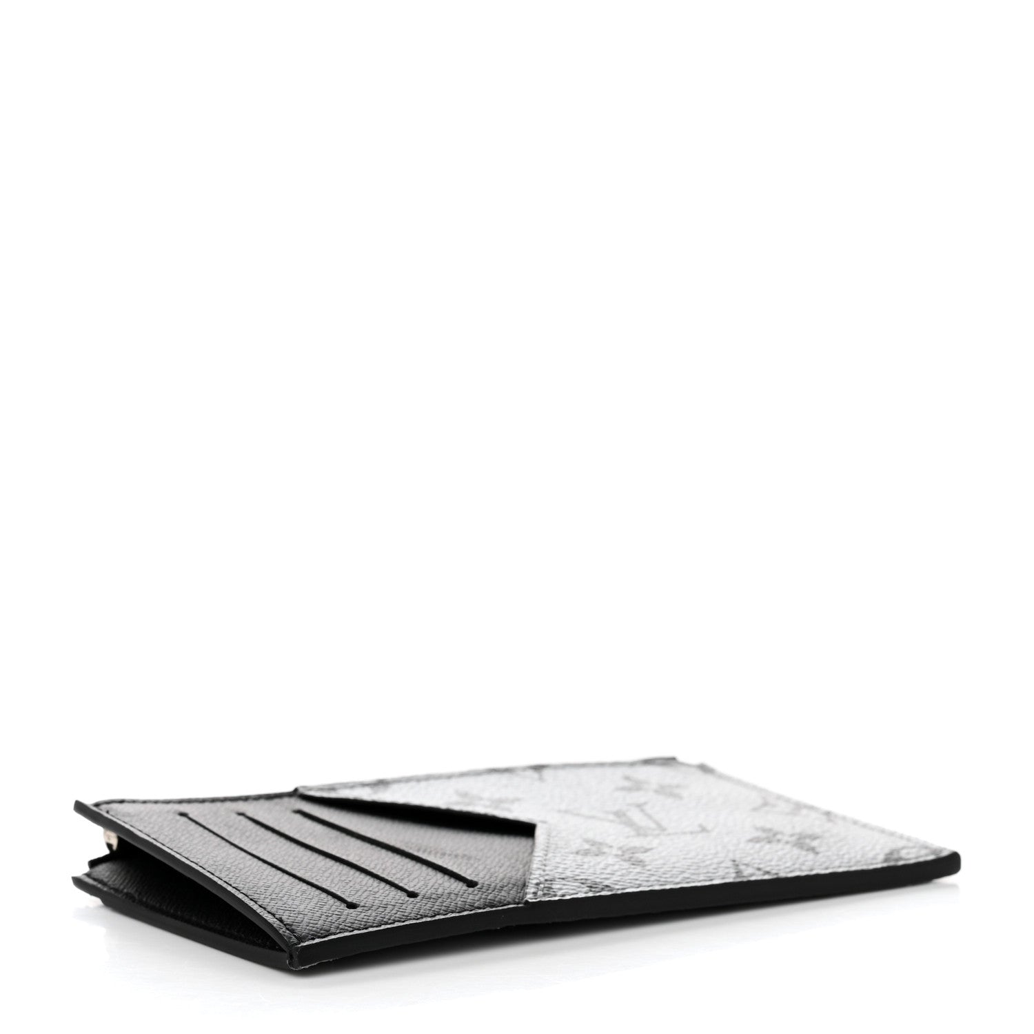 Louis Vuitton Metallic Taigarama Coin Card Holder Gunmetal Grey Black 4 of 7