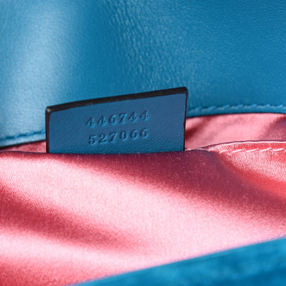 Gucci Velvet Matelasse Mini GG Marmont Shoulder Bag Pavone Cyan 6 of 9
