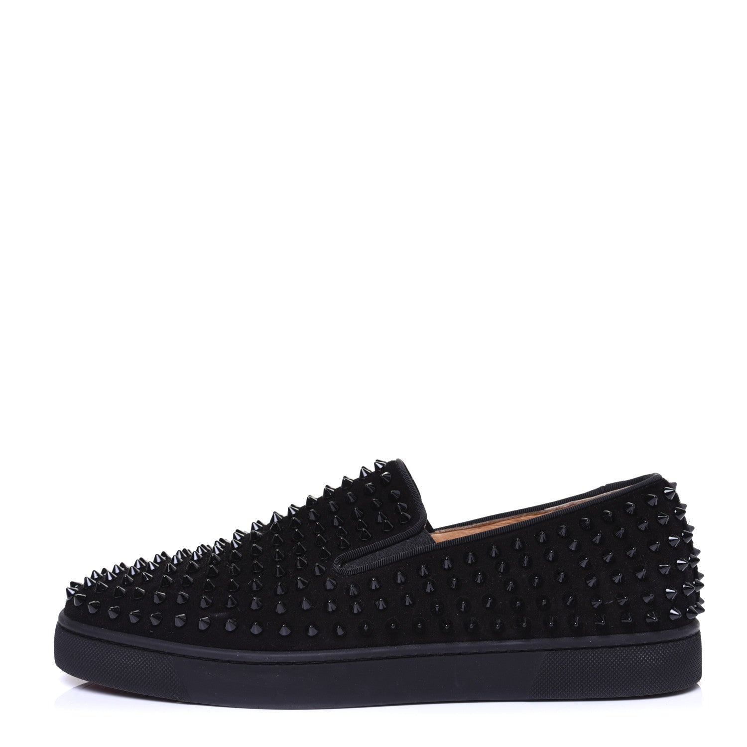Christian Louboutin Velvet Spikes Mens Roller Boat Flats 44 Black 1 of 11