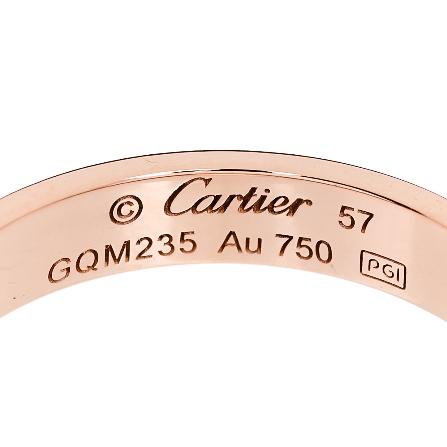 18K Pink Gold 3.5mm LOVE Wedding Band Ring 57 8