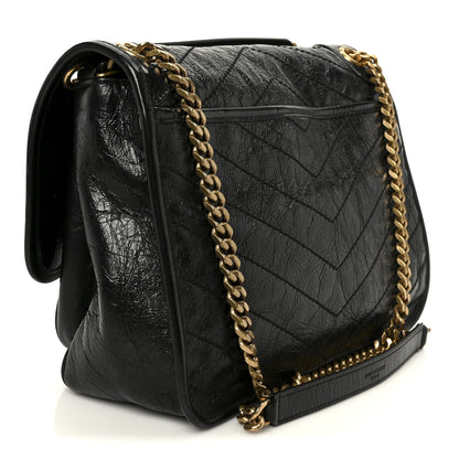 Saint Laurent Crinkled Calfskin Matelasse Monogram Medium Niki Chain Satchel Black 3 of 11