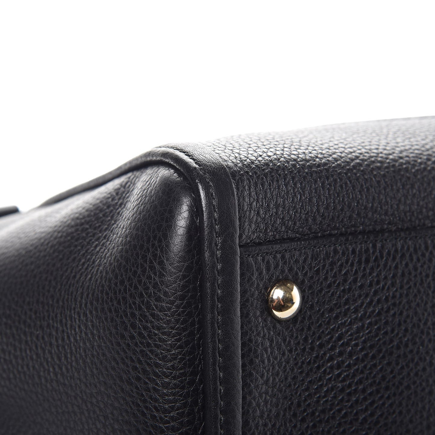Pebbled Calfskin Small Soho Top Handle Bag Black