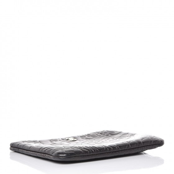 Chanel Lambskin Camellia Embossed Medium Cosmetic Case Burgundy 4 of 8