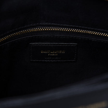 Saint Laurent Grain De Poudre Matelasse Chevron Medium Tribeca Shopping Bag Black 9 of 11