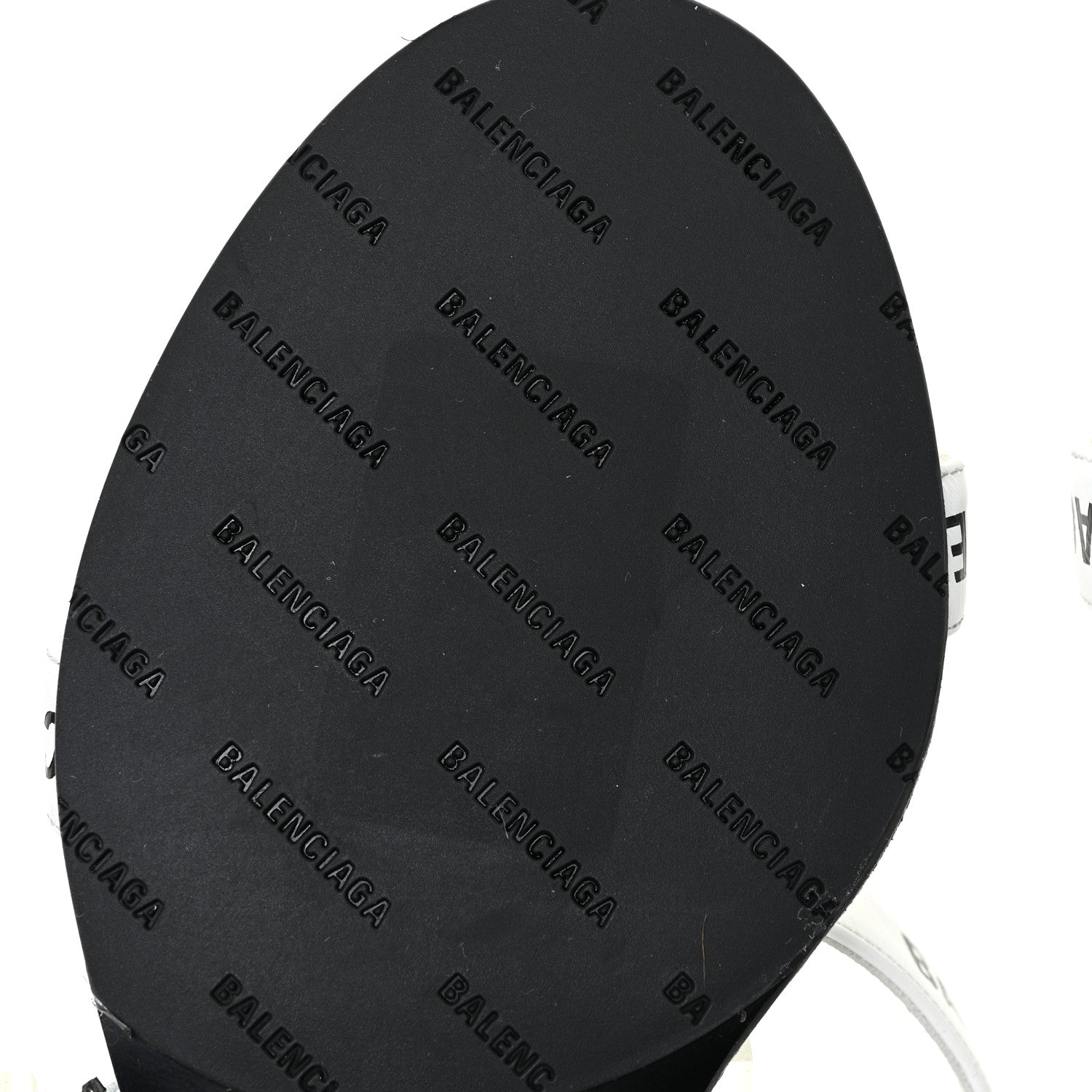 Balenciaga Smooth Calfskin Allover Logo Ankle Strap Kitten Heel Sandals 40.5 White Black 6 of 10