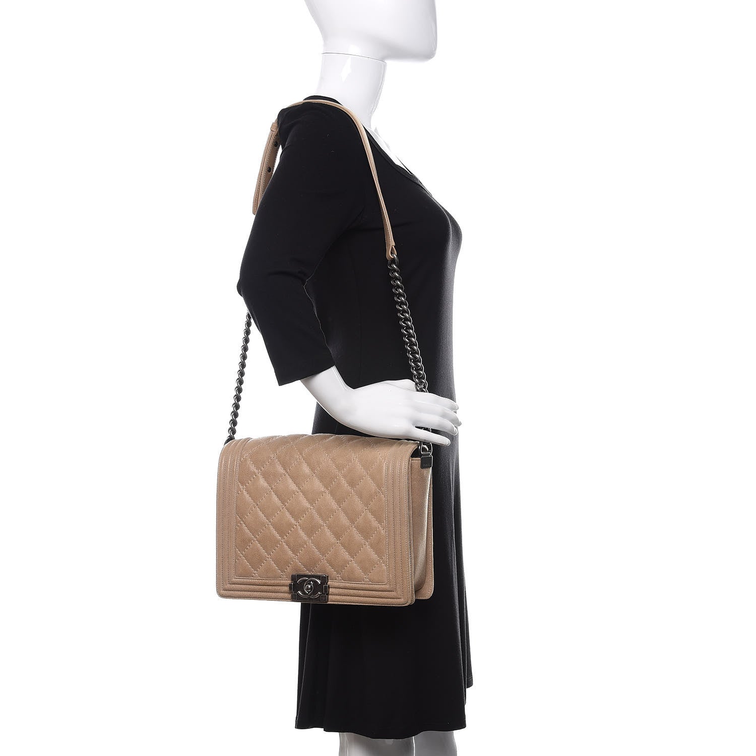 Chanel Nubuck Quilted New Medium Gentle Boy Flap Beige 2 of 11