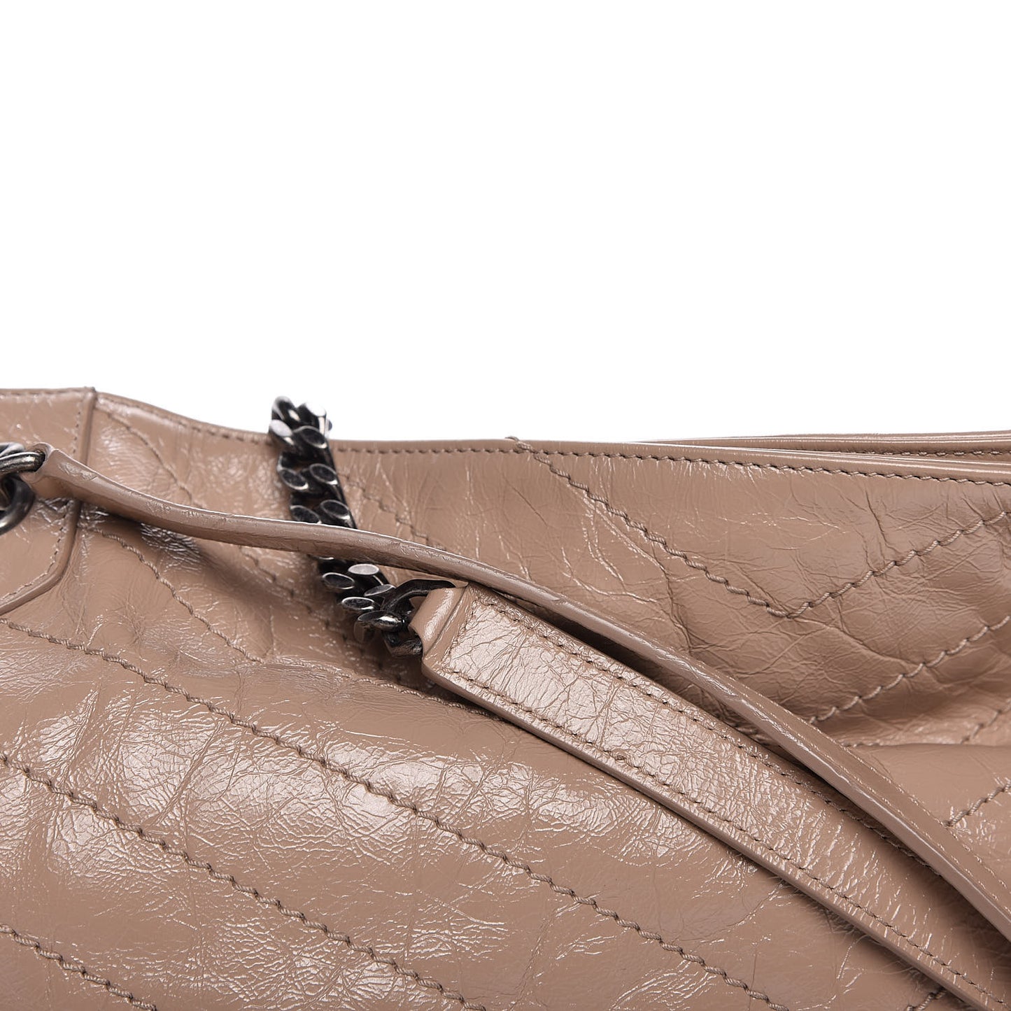 Crinkled Calfskin Matelasse Monogram Niki Shoulder Bag Gold Sand