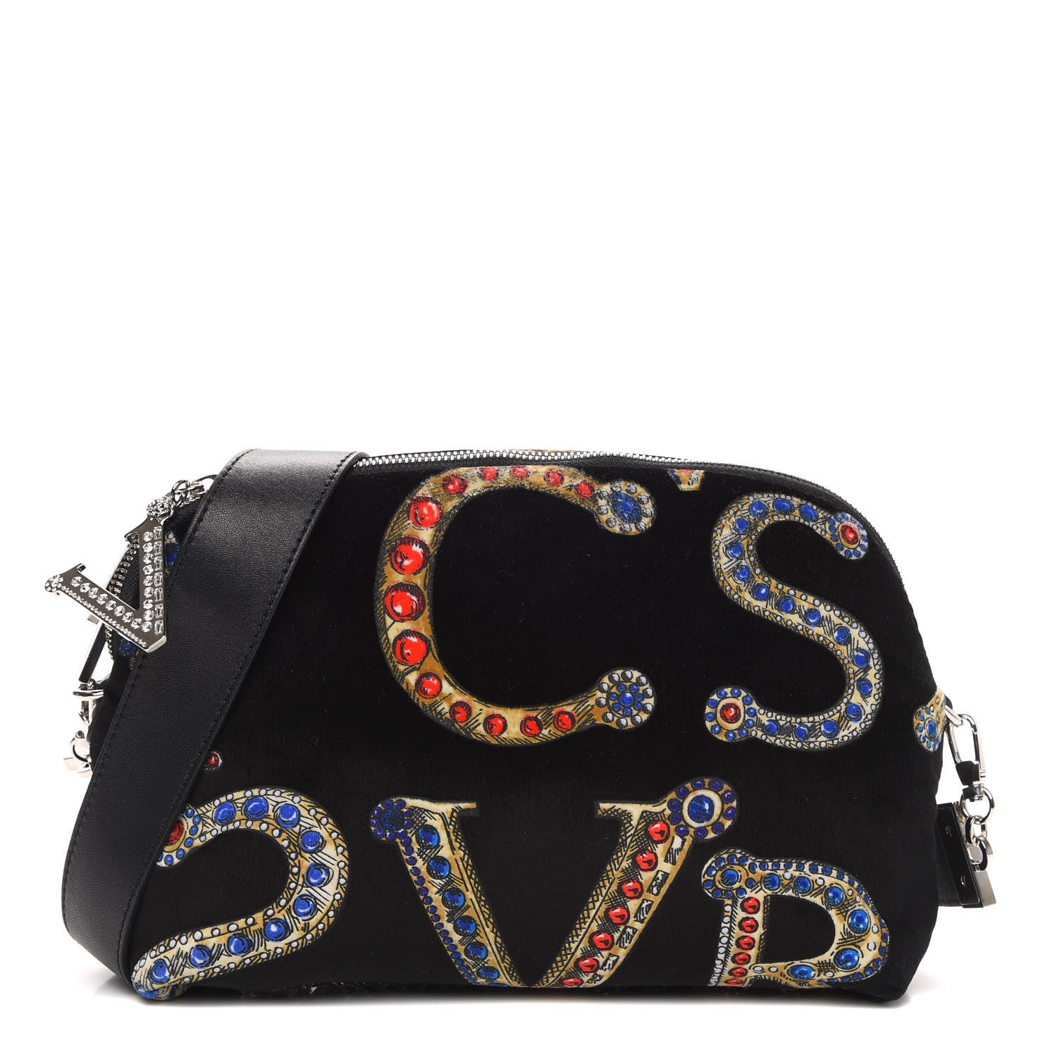 Versace Velvet Crystal Clutch Black 1 of 10