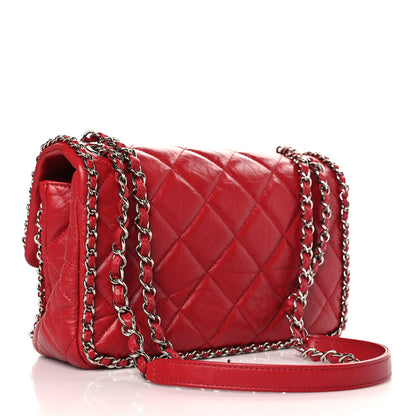 Chanel Crumpled Calfskin Medium Chain All Over Flap Red 3 of 9