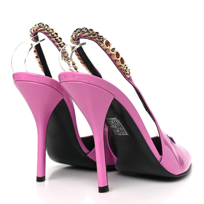 Gucci Vernice Crystal Nappa Charlotte Signoria 105 Slingback Pumps 39.5 Libre Pink 5 of 9