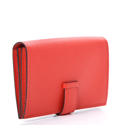 Hermes Epsom Bearn Card Holder Wallet Rouge de Coeur 2 of 7