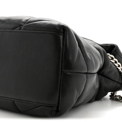 Saint Laurent Lambskin Quilted Medium Loulou Puffer Monogram Chain Satchel Black 10 of 13