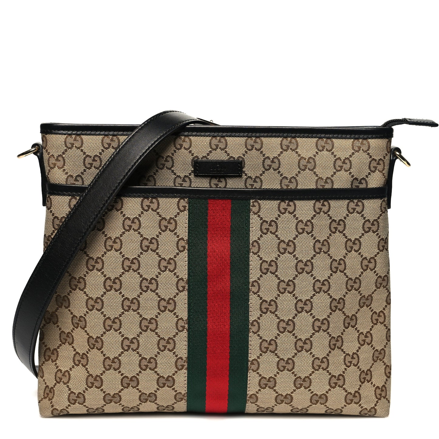 GG Monogram Web Flat Messenger Bag Black