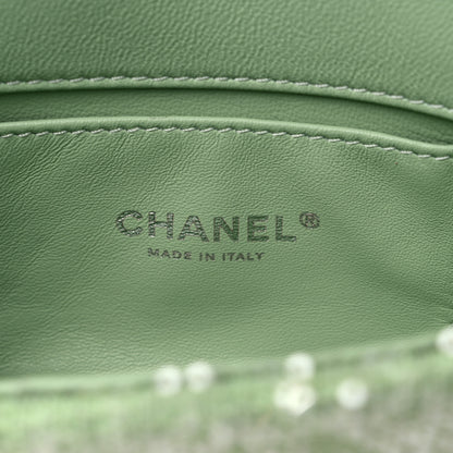Chanel Sequin Mini Waterfall Flap Green Light Green Yellow 6 of 9