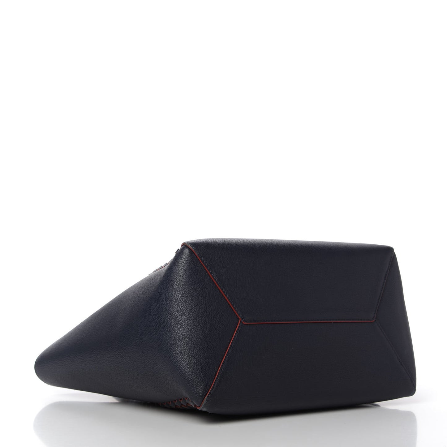 Calfskin Braided Lockme Cabas Marine Rouge