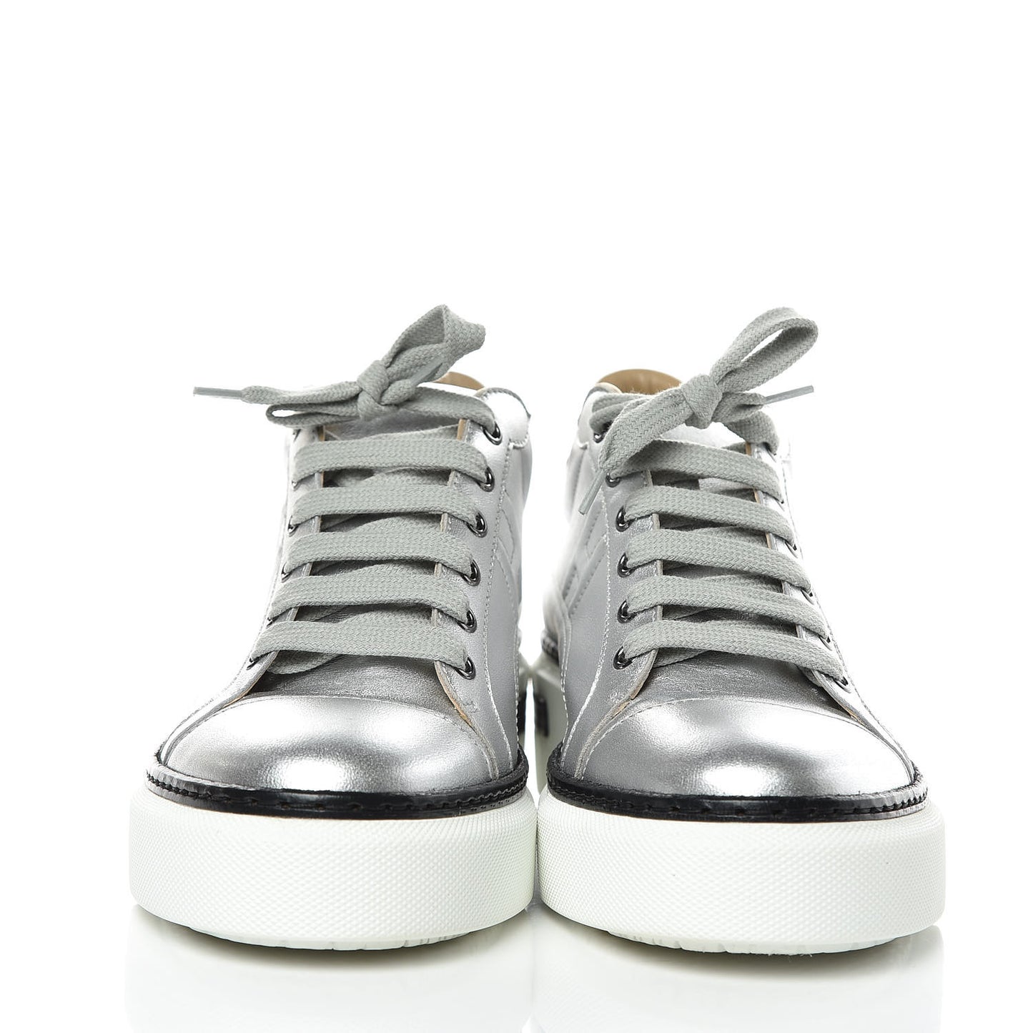 Metallic Nappa Polo Sneakers 39 Argent Black
