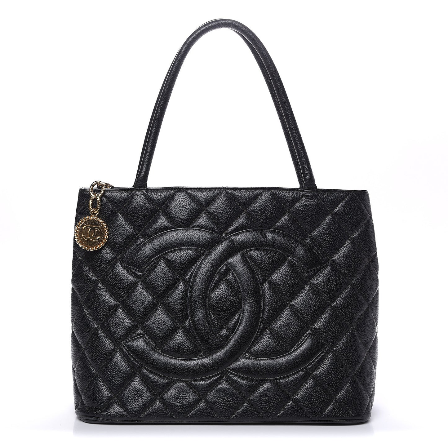 Caviar Quilted Medallion Tote Black