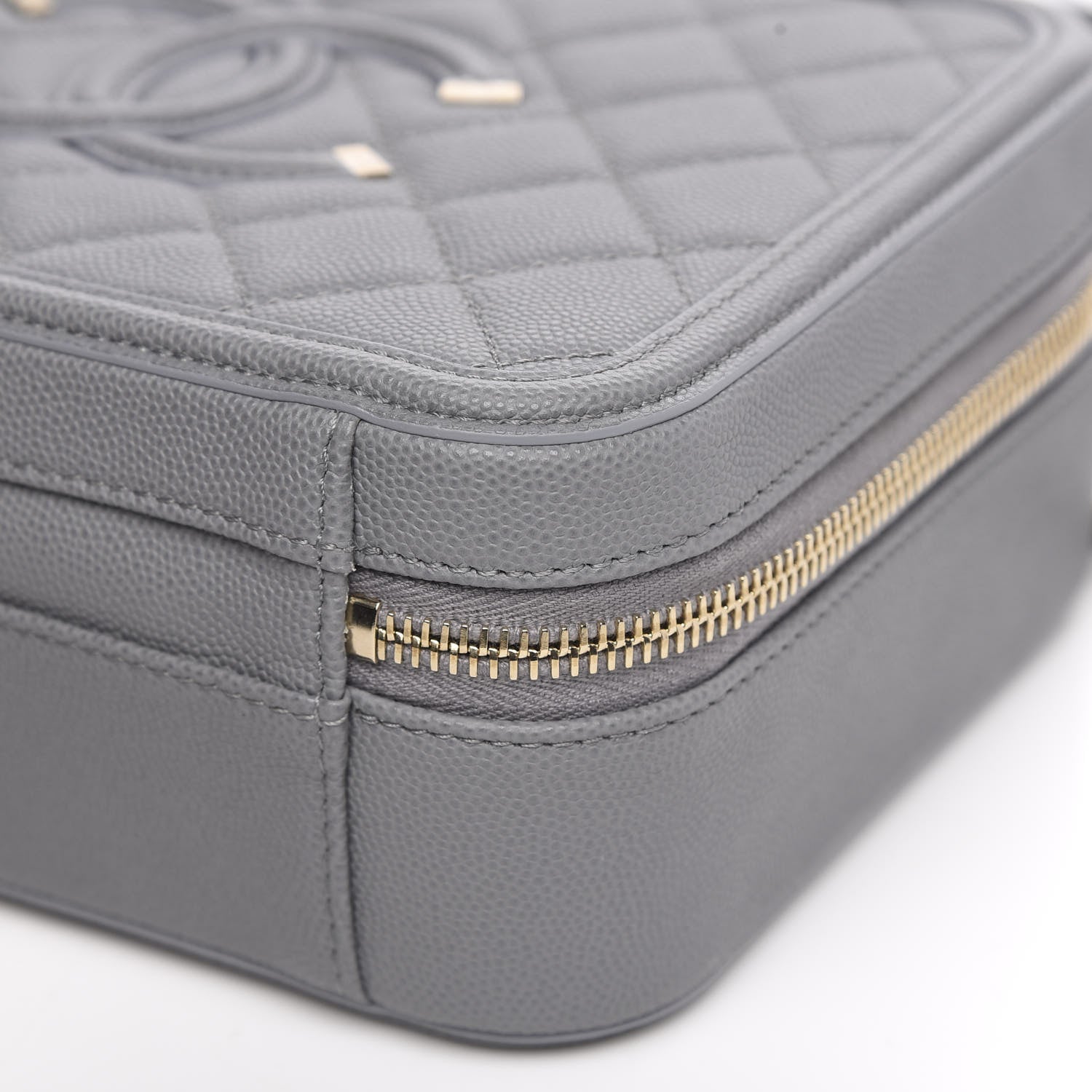 Chanel Caviar Quilted Medium CC Filigree Vanity Case Grey 8 of 9