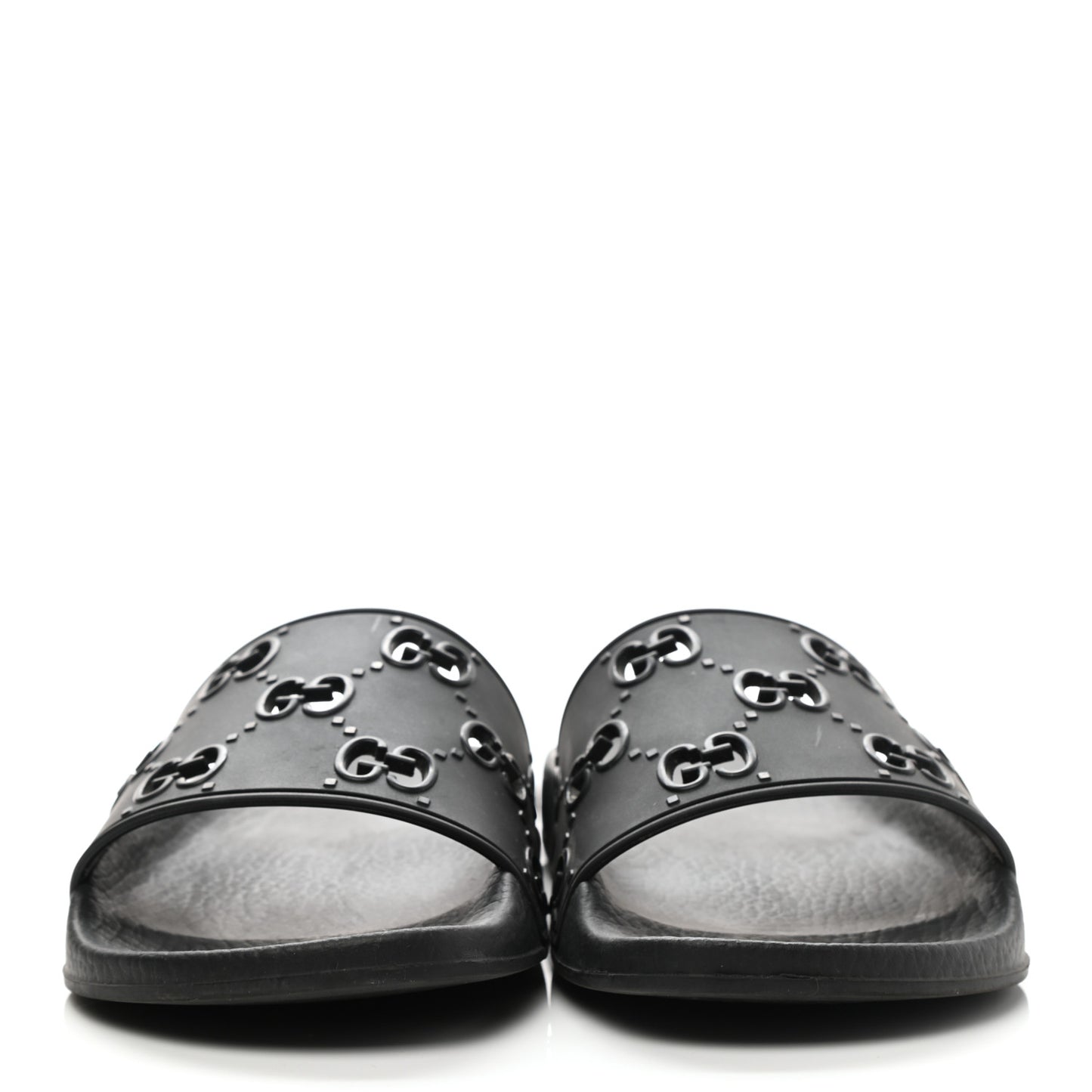 Rubber GG Monogram Perforated Womens Slide Sandals 40 Black