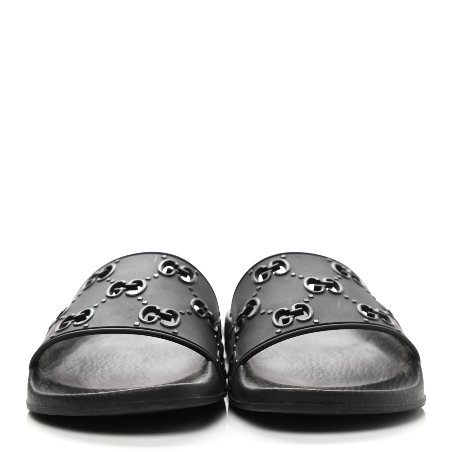 Gucci Rubber GG Monogram Perforated Womens Slide Sandals 40 Black 2 of 7