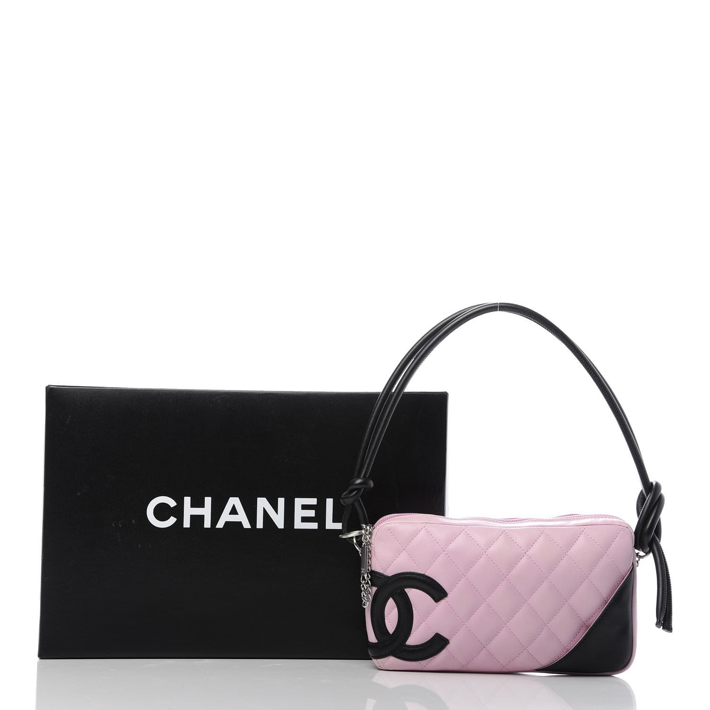 Calfskin Quilted Cambon Pochette Pink Black