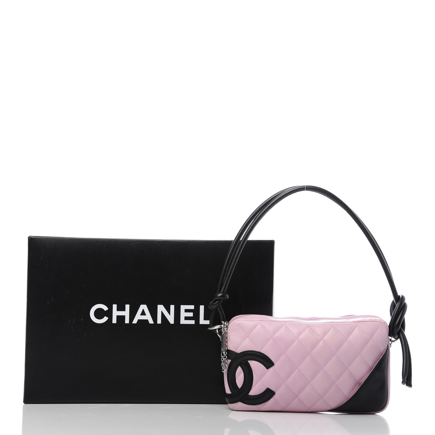 Chanel Calfskin Quilted Cambon Pochette Pink Black 10 of 10