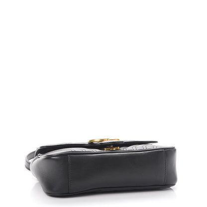 Gucci Calfskin Matelasse Mini GG Marmont Shoulder Bag Black 4 of 8