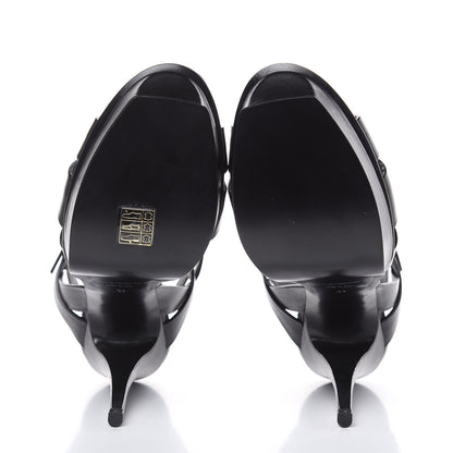 Saint Laurent Calfskin Tribute 105 Platform Sandals 41 Black 5 of 9