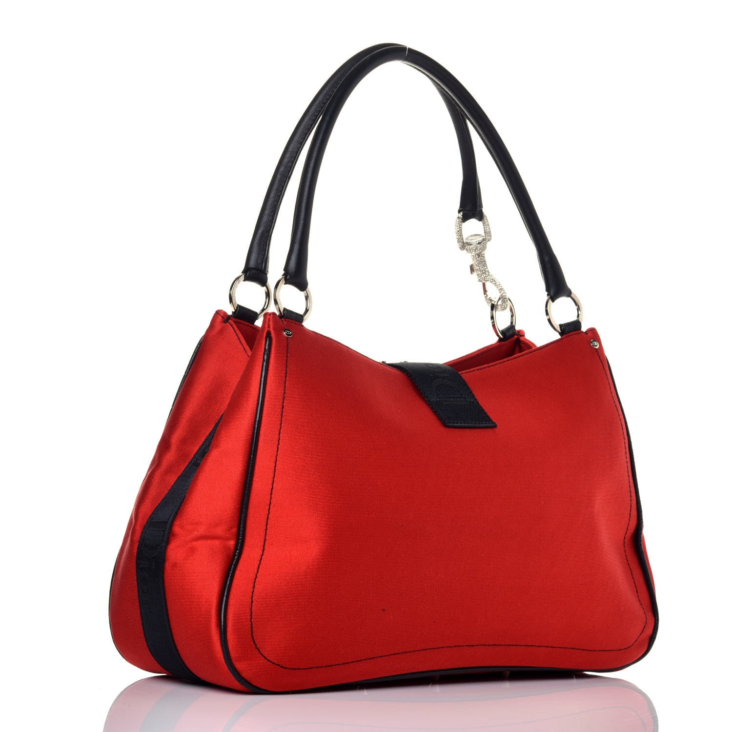 Christian Dior Satin Crystal Hardcore Shoulder Bag Red 3 of 7