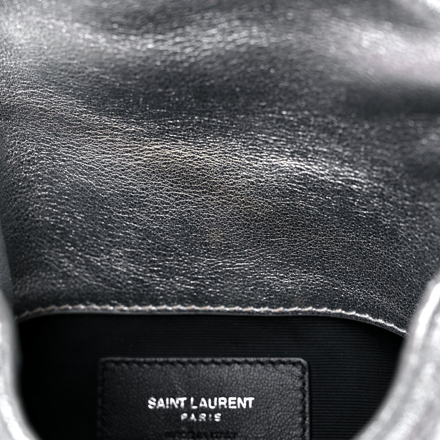 Metallic Lambskin Monogram Loulou Puffer Pouch Clutch Silver