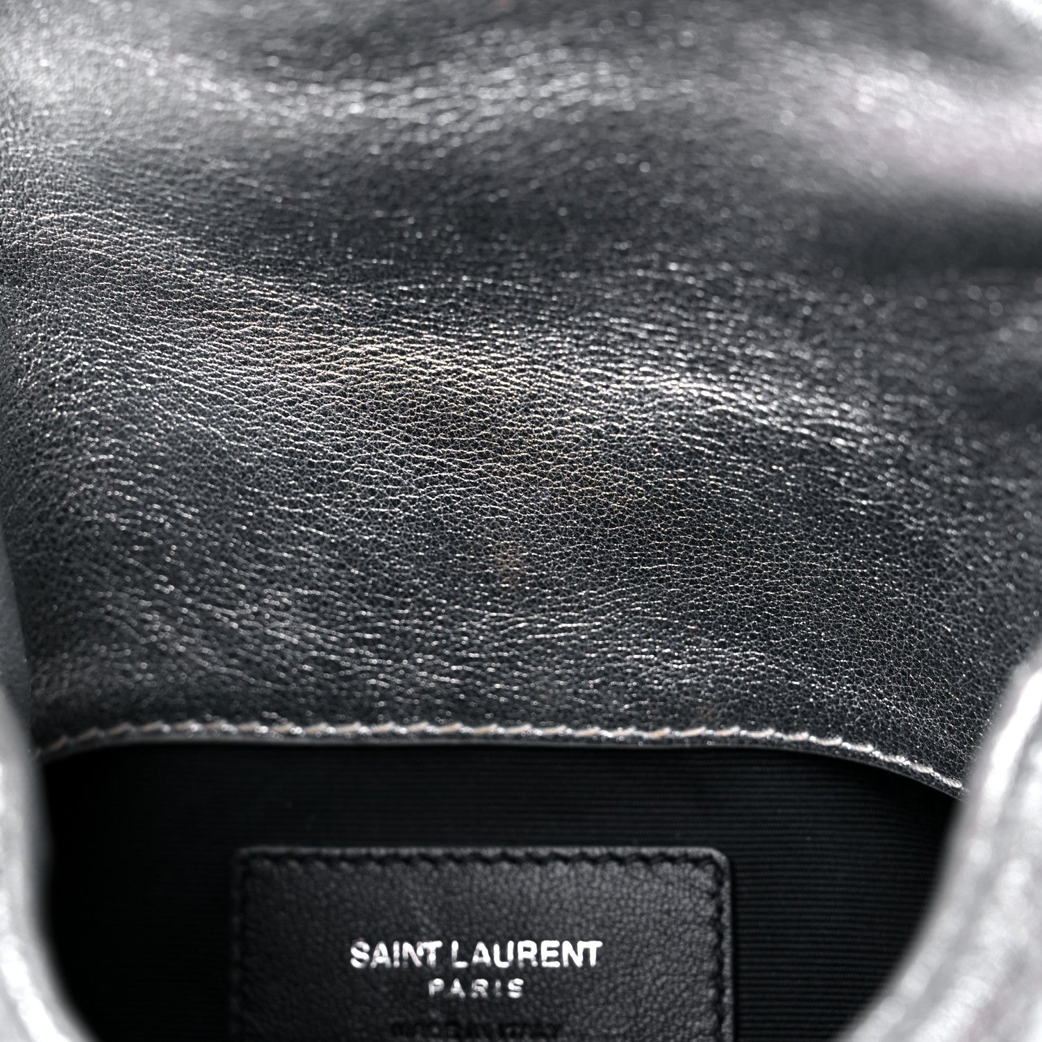 Saint Laurent Metallic Lambskin Monogram Loulou Puffer Pouch Clutch Silver 10 of 10