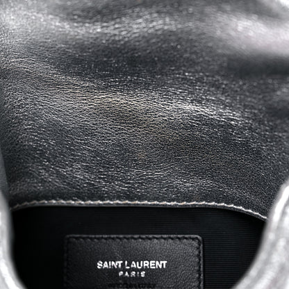 Saint Laurent Metallic Lambskin Monogram Loulou Puffer Pouch Clutch Silver 10 of 10