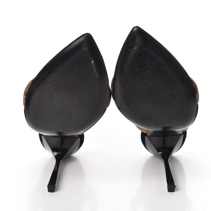 Saint Laurent Metallic Velvet Talitha Ankle Strap Sandals 36 Black Gold 7 of 13