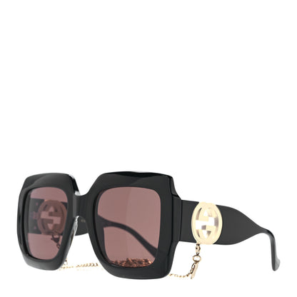 Gucci Acetate Square Frame Chain Sunglasses GG1022S Black 1 of 7