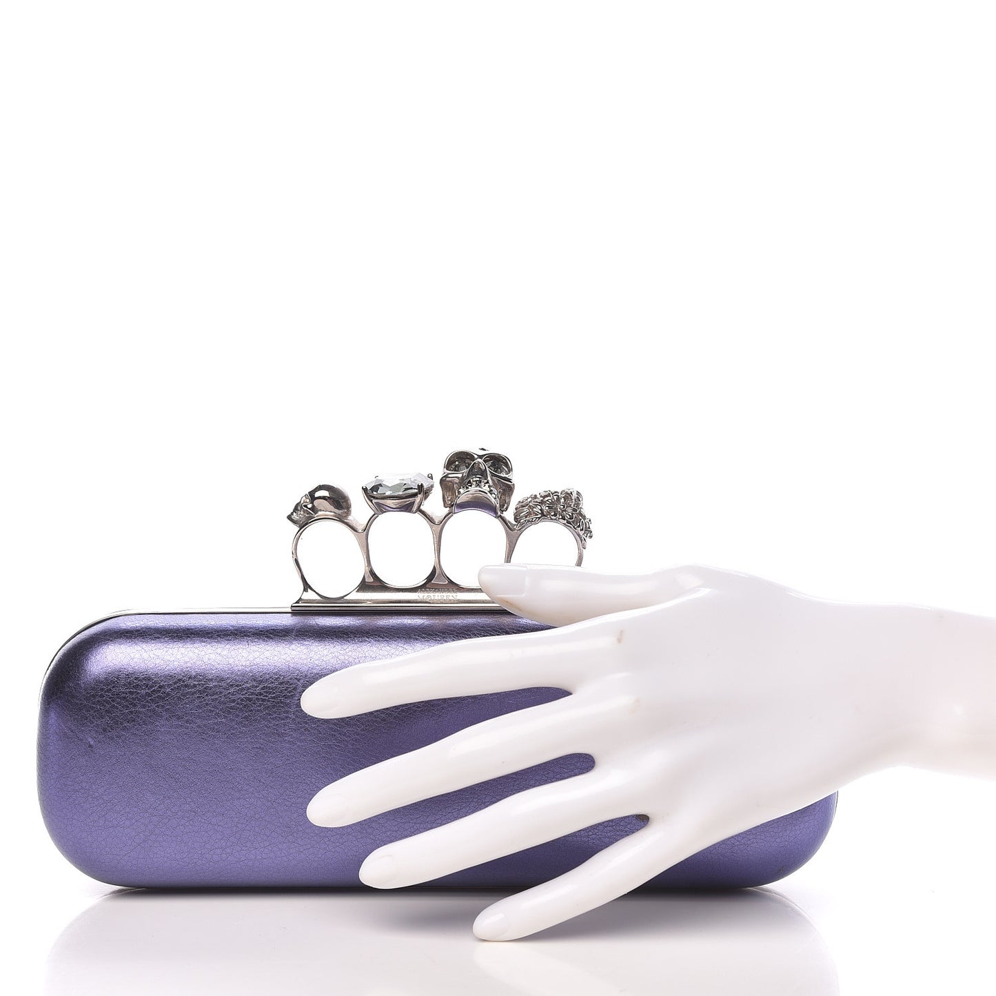 Metallic Nappa Knucklebox Clutch Purple