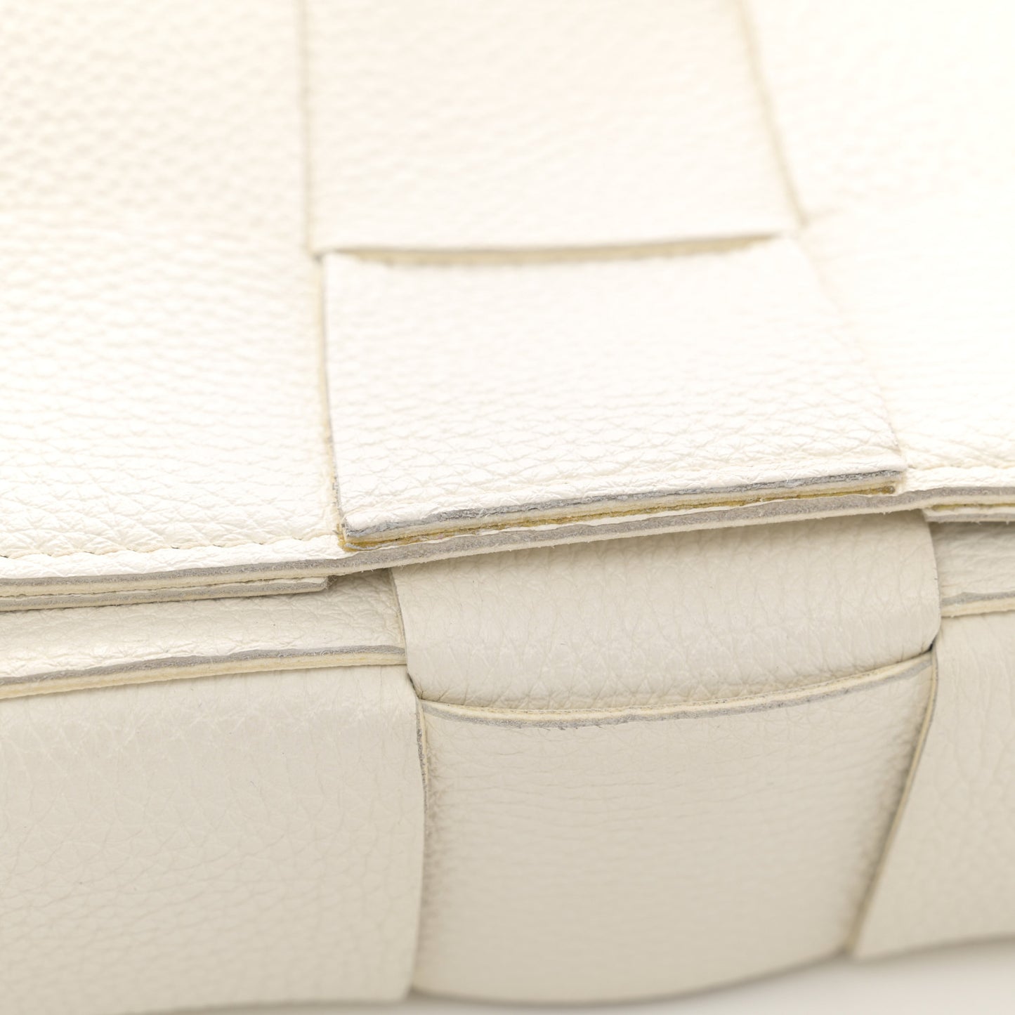 Grained Calfskin Maxi Intrecciato Cassette Crossbody Bag White