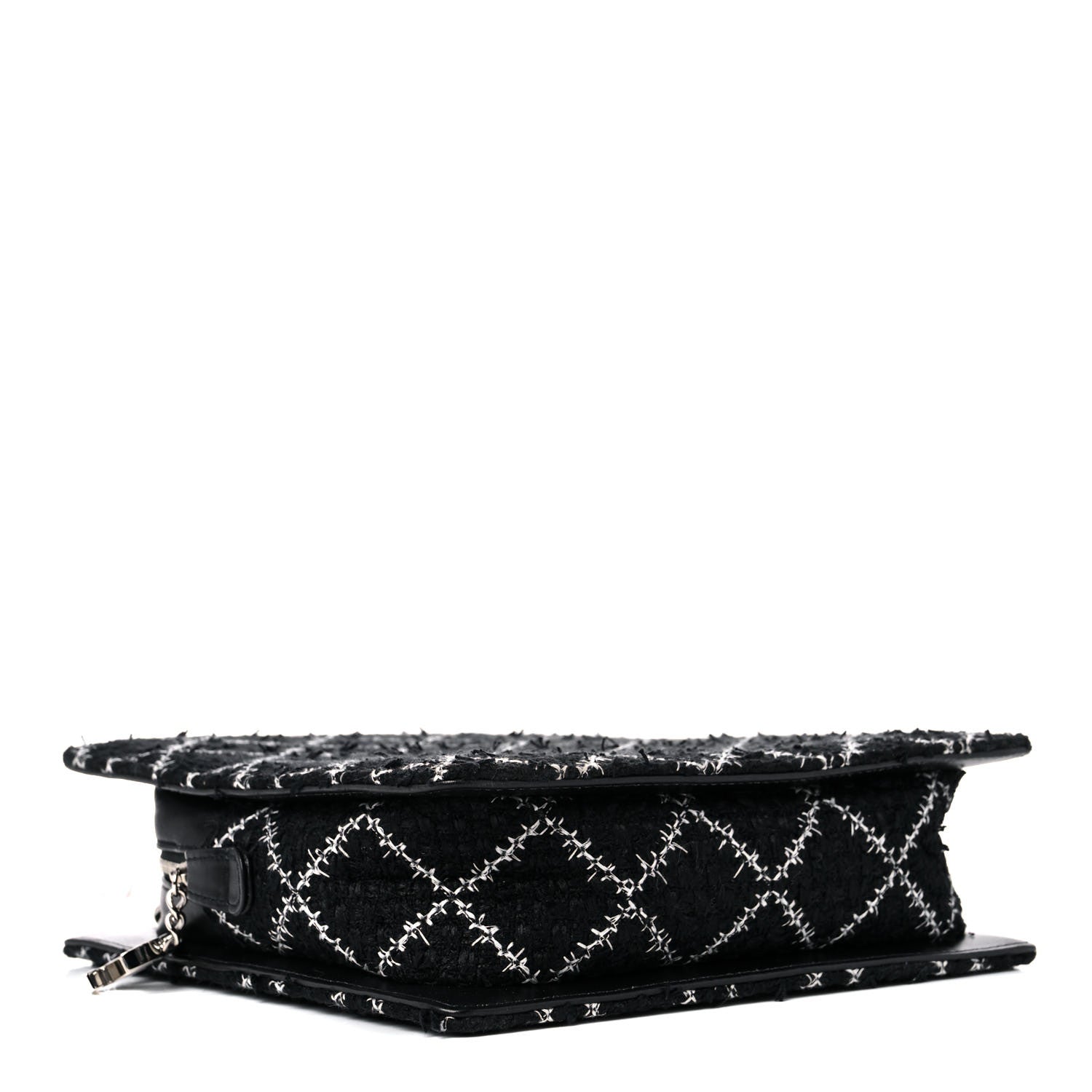 Chanel Tweed Resin Small Zipped Shopping Bag Black White 4 of 15