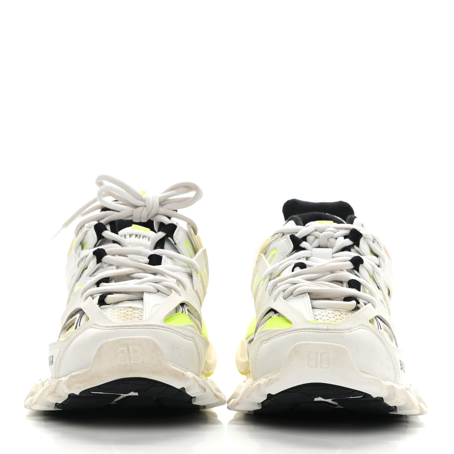 Mesh Nylon Worn Out Effect Womens Track Sneakers 39 White Fluo Yellow