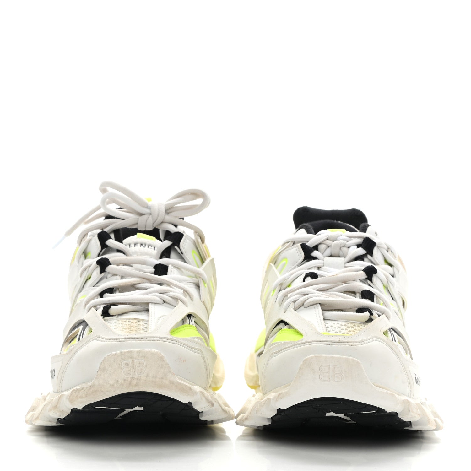 Balenciaga Mesh Nylon Worn Out Effect Womens Track Sneakers 39 White Fluo Yellow 2 of 17