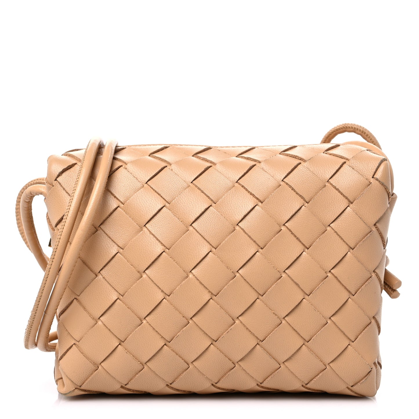Nappa Intrecciato Mini Loop Camera Bag Almond