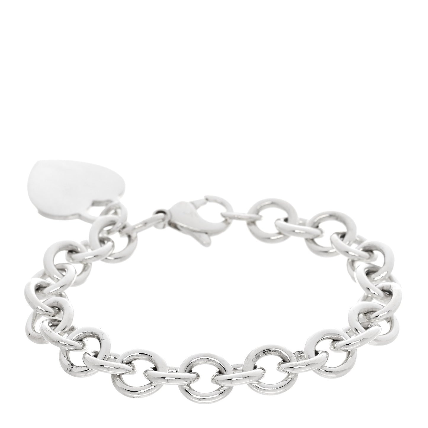 Sterling Silver Heart Tag Charm Bracelet