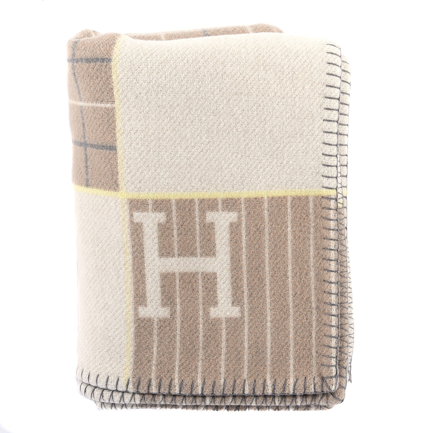 Hermes Wool Cashmere Avalon Passe-Passe Blanket Naturel 1 of 3