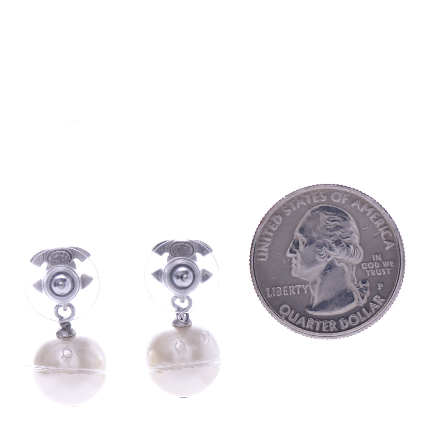 Chanel Crystal Pearl CC Drop Earrings Gold 2 of 5